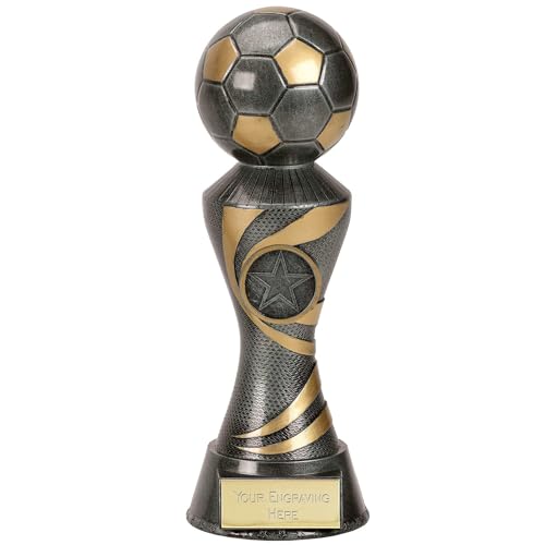 TROPHIESPLUSMEDALS Ace Silver Column Football Trophy 20cm Engraving