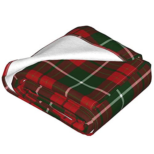 Christmas Red And Green Tartan Plaid Fleece Throw Blanket For Couch Sofa Office Travel Soft Cozy Warm Flannel Bed Blanket Suitable All Seasons Men, Women And Kids Gift 60X50 Inch #TOP1