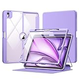 MoKo for iPad Air 13-Inch Case (M4/M3/M2) 2026/2025/2024 with Pencil Holder, Heavy Duty 13 Inch iPad Air Case with Screen Protector, Clear Back, Lens Protector, Multi-Angle Magnetic Stand, Purple