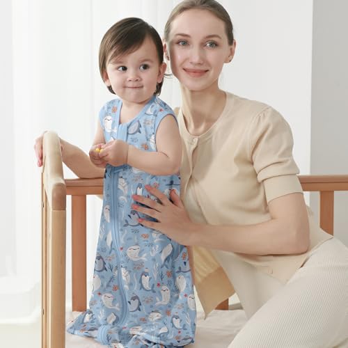 Miniatura 8 de Mosebears 3 Paquetes Saco De Dormir De Verano Para Bebés 0,5 Tog Algodón Saco De Dormir Transpirable Para Bebés Azul, M 6-12 Meses