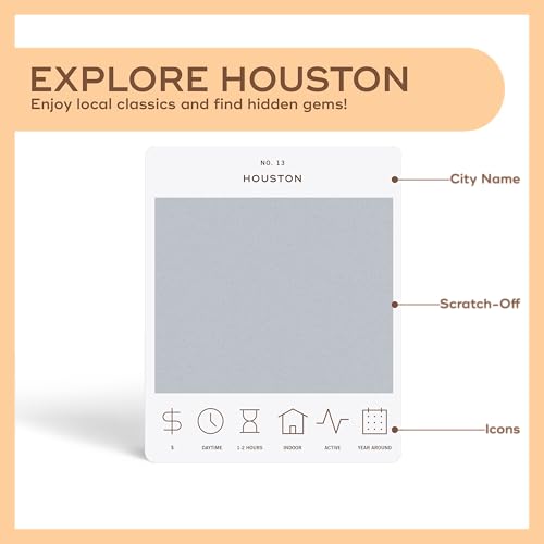 Image of Reach International Outfitters Houston Adventure Bucket List - 50 Scratch-Off Cards for Outdoor Activities, Tourist Attractions, and Landmarks Guide for Exploring Houston