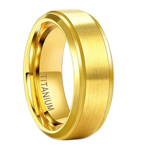 Bague de mariage en titane unique, symbole d'amour éternel doré brossé en 8mm
