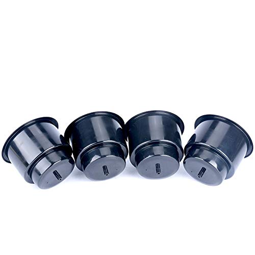 Amarine Made (Set Of 4) Black Recessed Drop In Plastic Cup Drink Can Holder With Drain For Boat Car Marine Rv - Black #TOP2