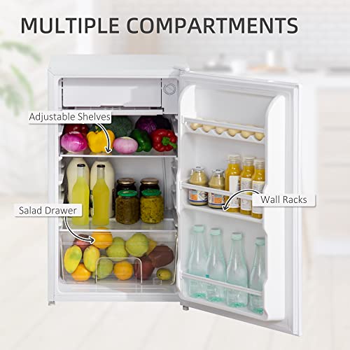 HOMCOM-91-Litre-Freestanding-Under-Counter-Fridge-with-Chiller-Box-Reversible-Door-Adjustable-Thermostat-475cm-Wide-Noise-Level-Decibels-40-White