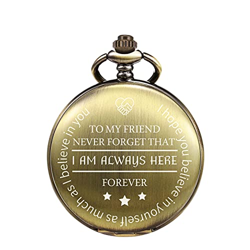 Reloj de bolsillo grabado con cadena regalo personalizado marrón para cumpleaños