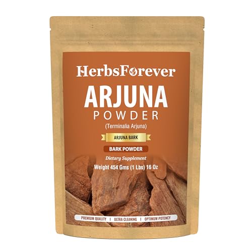 Herbsforever Terminalia Arjuna Bark Powder -Heart Strong & Cardik Rejuvenating Tonic, Wild Harvested -Non GMO, Vegan-2X Potency | Ultra Clean |NO Sand & Mud| Steam Sterilized|16oz-1LBS|BPA Free