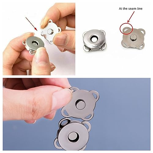 10 Sets 18mm Sew in Magnetic Bag Clasps Plum Blossom Bag Button, Snaps, Clasps, Great for Purses Bags Sewing Craft Clothing Bag - Thumbnail 7