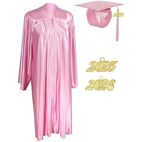 MyGradDay Unisex Adult Shiny Graduation cap and gown 2026 Tassel Package