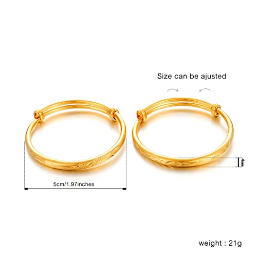 Ethlyn 2pcs/lot Baby Bracelet for infant Girls Boys 18K Gold Plated Kids Baby Expandable Adjustable Bangles &bracelets Birthday Christmas Gifts4