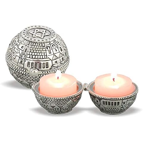 YourHolyLandStore Jerusalem Travel Shabbat Candlesticks - Judaica - Jewish Gift - Shabbos Cover