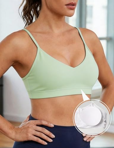 Image of Buauty Sports Bras for Women Criss Cross Back Medium Support Yoga Wireless Padded Bra with Removable Cups Racerback Bra 4 Gym