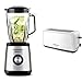 Taurus Optima Magnum Batidora de vaso, 1000 W, 1.5 L, acero inoxidable + Mytoast Duplo-Tostadora (1450 W, Tres Funciones, Iluminación LED) 0 Decibeles, 2 Ranuras Extra Largas, Plástico, Color Blanco