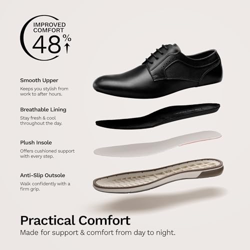 Bruno Marc Bruno Marc Men's Casual Dress Sneaker Shoes, Business Formal Derby Plain Toe Oxfords Crossflex GentEdge,Size 14,Black,SBOX223M