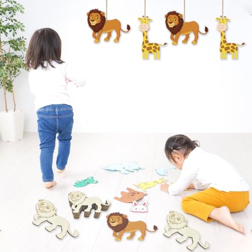 30pcs Unfinished Lion Wood Cutouts Lion Wood DIY Crafts Cutouts Blank Wooden Lion Shaped Hanging Ornaments by KRSHEMDE - Image 6