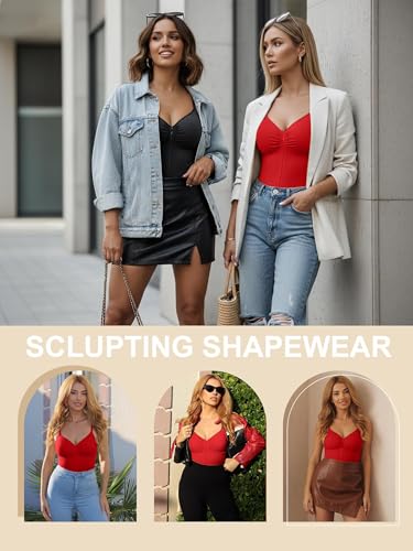 Image of SHAPERX Women's Shapewear Bodysuit Tummy Control Seamless Zip-Up Body Shaper Waist Defining Silhouette