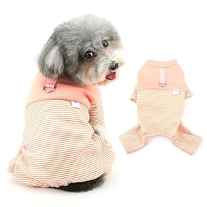Ranphy Striped Pet Fleece Pajamas Pjs for Small Dog Puppy Thermal Jumpsuit Casual Pullover Sweater with D-Ring Yorkie Chihuahua Fall Winter Clothes Cat Clothing,Pink,XL
