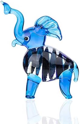 crystalsuncatcher Hand Blown Art Glass Sculpture Glass Elephant Animal Figurine Home Decoration Ornament(Blue Elephant)