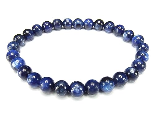 [石街] 濃い目カイヤナイト約6.5mmブレスレット キャッツアイ天然石藍晶石