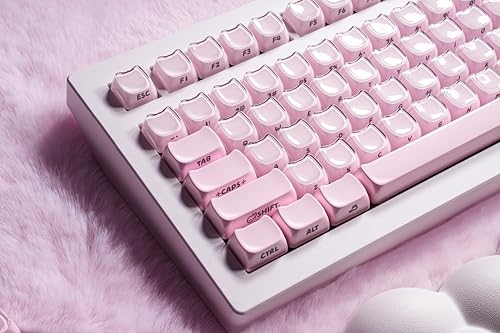 Image of ZORNHER CG870 Wireless Mechanical Keyboard,80% Pink & White Gaming Keyboard, Creamy Keyboard,Cute Jelly Cat Clear Ceramic Jade Keycaps,Girly Aesthetics Kitty Keyboard,Creamy Sounding Linear Switches
