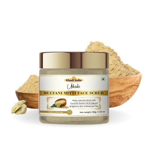 Image of Khadi Multani Mitti Face Scrub 100 gm | Deeply Cleanses & Hydrates | For Glowing & Brightening Skin | For Acne, Clog Pores & Excess Oil | All Skin Types Exfoliating Scrub for Men & Women