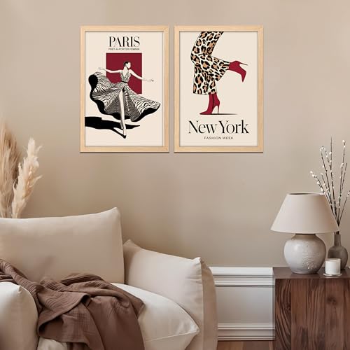Image of NoWorries Modern art framed Wall paintings for home Decoration Living Room /Bedroom /Dining Room Decorative wall painting for Office hotel,cafe,room decor ''300 GSM Premium Poster Paper Print'' Cafeteria and Lounge - Synthetic Wooden Frames (pattern-illustration) (Set of 2, Framed Painting)(Frame Size-10x13inches) (BROWN)