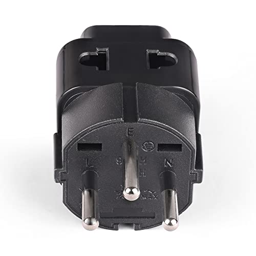 Image of OREI India to Israel, Gaza, Palestine & More (Type H) Travel Adapter Plug - 2 in 1 - CE Certified - RoHS Compliant - 4 Pack - Black Color (P21-14-4PK)