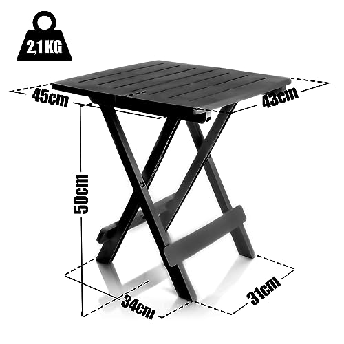 BigDean Klapptisch klein in anthrazit aus Kunststoff LxBxH 45x43x50cm – wetterfester Campingtisch - Beistelltisch In- und Outdoor geeignet - kleiner Esstisch Gartentisch Balkontisch – Made in Europe – Bild 4