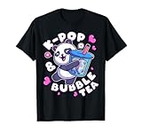 panda, k-pop e bubble tea, musica coreana, carino e giocoso maglietta