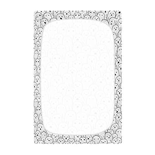 Image of Halloween White Ghost Crib Sheets Soft Breathable Fitted Baby Playard Sheets Mattress Cover for Girl Boys, 39 inch x 27 inch x 5 inch