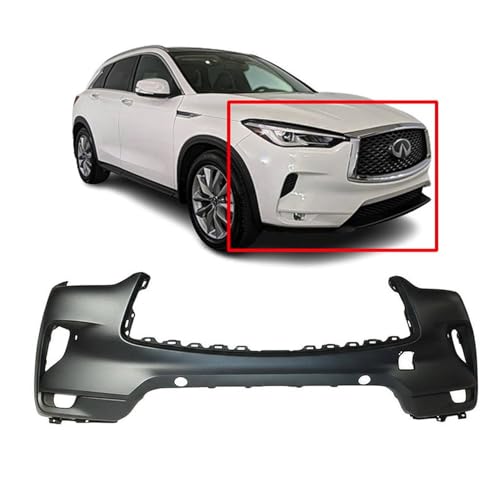 Image of FitParts Compatible with Infiniti Q50 2019-2022 Front Bumper Cover | Primed, With Parking Sensor Holes, Ready to Paint, OEM FBM225NB0J, IN1000289