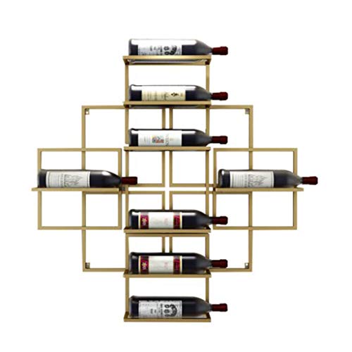 European Retro Wrought Iron Wine Rack Gold Wall-Mounted Creative Wine Display Stand Accommodating 8 Bottles