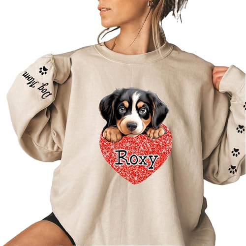 Personalized Dog Mom Glitter Sweatshirt, Entlebucher Mountain Pets Lover Gifts, Entlebucher Mountain Real Glitter Hoodie For DogMom, Custom Dog Mama Shirt Gifts for Women