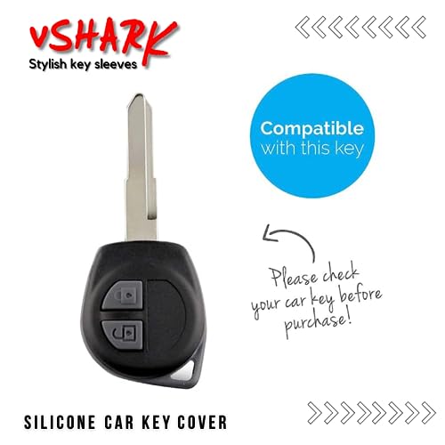Image of vSHARK Silicone Car Key Cover Compatible with Maruti Suzuki S-Presso /Swift DZire /SX4 /DZire /Ignis /Alto /Vitara Brezza /Celerio /Ertiga /Ciaz /SCross /Baleno /Ritz 2 Button Key Cover Black(Pack of 1)
