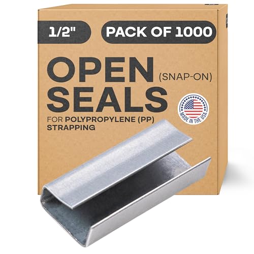 Image of IDL Packaging Open (Snap-On) Seals of 1.25 inch Length for 1 /2 inch Strap Width Polypropylene (PP) Strapping (Pack of 1000) - Strong Metal Clips with Superior Holding Power