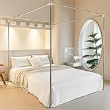AIKASY Hollow Stainless Steel Twin Canopy Bed Frame, Four Poster Bed Frame, Canopy Bed Curtains Frame - Fits Four Corner Beds, Metal Bed Mosquito Net, Bedroom Deco