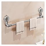 Toallero de pared con ventosa, barra única, soporte telescópico para toallas, autoadhesivo, sin taladrar, adecuado para baños y cocinas (gris, 30-60 cm)