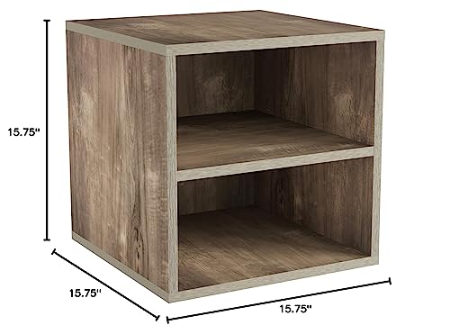 Home Lavish End Stackable Contemporary Minimalist Modular Cube Accent Table Double Shelves For Bedroom, Living Room Or Office (Gray), #TOP1