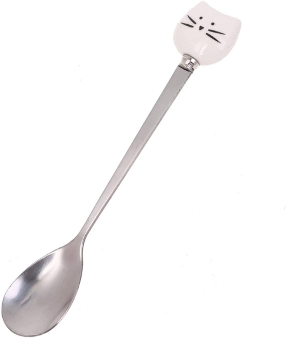 Löffel Restaurants Nette Katze Kaffee Löffel Edelstahl Obst Dessert Teelöffel Trinkküchenzubehör Esslöffel Hause(A-Black)