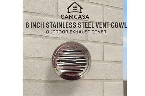 Image of CAMCASA 6-Inch Stainless Steel Cowl Cover for Chimney /Exhaust /Vent Pipe - Anti-Pest Rain Guard Cap for Duct Outlet | Round Air Vent Cap | Fan Duct Cover for Kitchen /Bathroom (Steel Round)