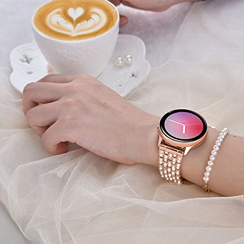 V-Moro Compatible With Galaxy Watch 4/5 Band 40Mm 44Mm 20Mm Sparkly Bling Diamond Metal Strap Wristband For Samsung Galaxy Watch 5 Pro 45Mm/Watch 4 Classic(42/46Mm)/Active 2(40Mm/44Mm) Women #TOP4