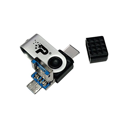 Patriot Memory Trinity 128GB USB 3.1 Flash Drive, with Built in Type-A, Type-C, Micro-B Connectors for Mobile Device Compatibility