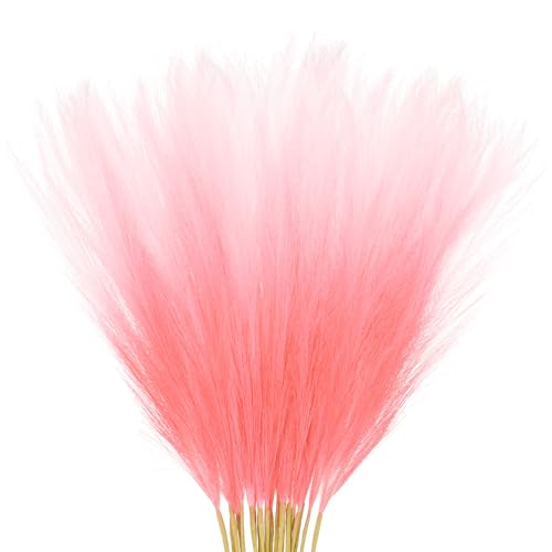 M METERXITY 20-Pack Faux Pampas Grass 21.7 Inch/55cm Small Fake Fluffy Pampas Grass Decor Pampas Grass Branches Vase Filler for Home/Wedding/Vase/Office/Party [Red Gradient]