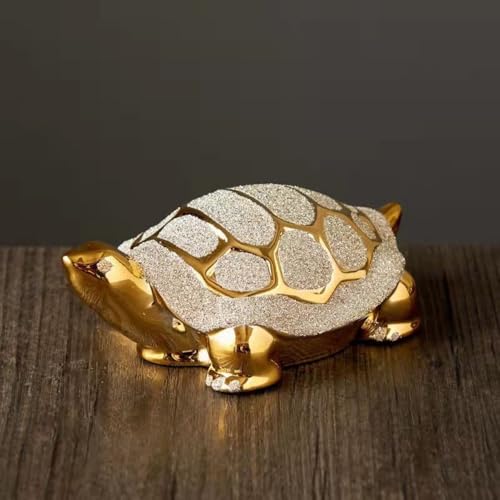 Brfveob 装飾品 金銭亀金メッキ 工芸品 オブジェ 置物 彫刻 装飾 開運グッズ 風水 縁起物 風水グッズ お守り 開業のギフト 長寿 金運祈願 置物 金運アップ 玄関 飾り物 インテリア フィギュア 記念品 福袋 イベント お祝い デコレーション