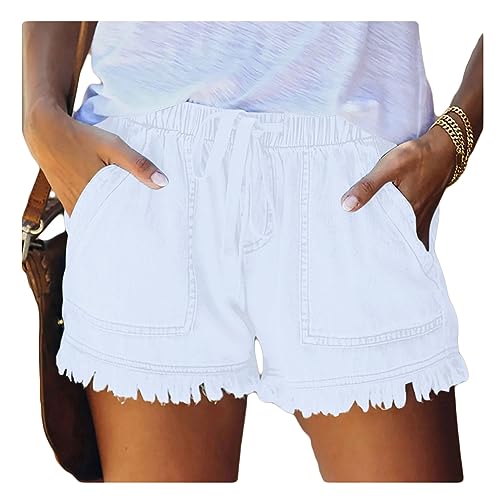 denim shorts for women elastic-waist