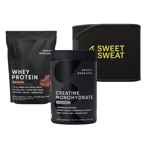 Sports Research Training Performance Pack - Creatine Monohydrate, Dutch Chocolate Whey Protein and Sweet Sweat Waist Trimmer (Black/Yellow, Small)