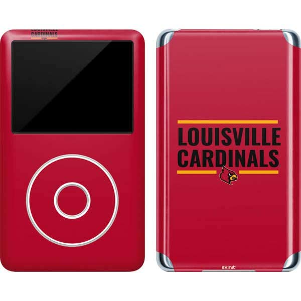 Skinit Decal MP3 Player Skin Compatible with iPod Classic (6th Gen) 80GB - Officially Licensed College Louisville Cardinals Striped Design