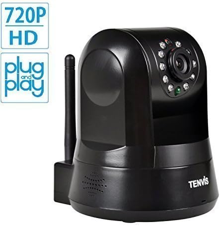TENVIS TZ100 HD Wireless IP/Network Security Camera, Remote Live View, Capture Picture and Video Clip, Pan & Tilt, Plug&Play, with Two-Way Audio and Night Vision, Motion Detection with Alert (Black)