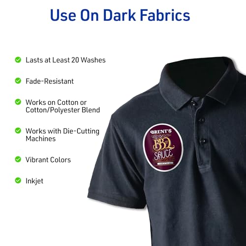 Avery Printable Heat Transfer Paper for Dark Fabrics, 8.5" x 11", Inkjet Printer Compatible, 5 Sheets of Iron On Transfer Paper, Great for Custom Shirts, Uniforms, Gifts, and More (3279)