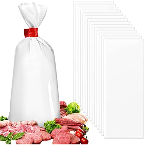 TaoBary 500 Pcs Meat Freezer Bags Meat Bags Wild Game Meat Bags Beef Freezer Bags for Packaging Meat Storage System, White (1 lb) Cover