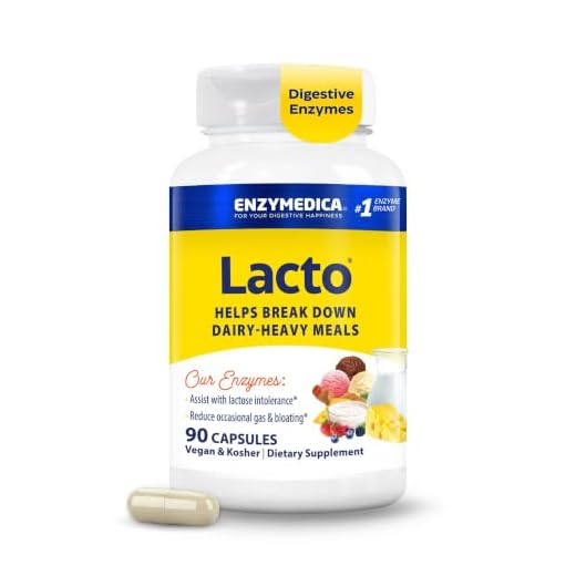 Enzymedica Lacto, Maximum Strength Formula for Dairy Intolerance, With Enzymes Lactase and Protease, Relieves Digestive Discomfort, 90 capsules (90 servings)